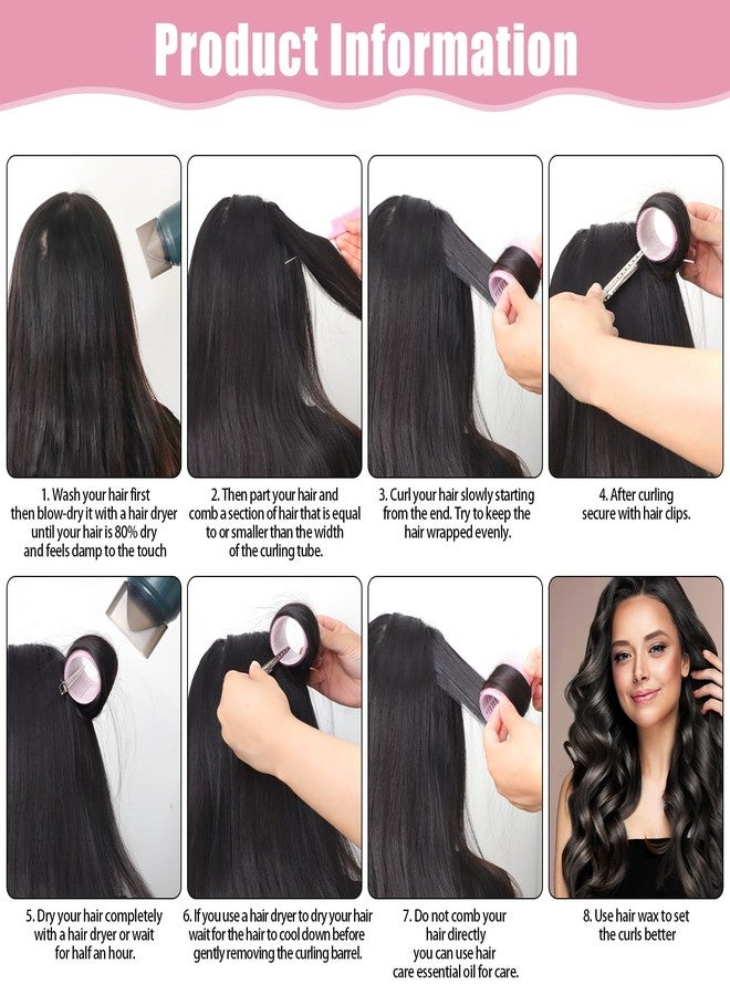 obeoby 4 Sizes Self-Grip Hair Rollers Set for Long, Short Hair and Bangs - 50 Pcs with Clips (25mm, 36mm, 48mm, 60mm), Pink - Image 4